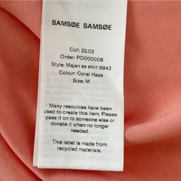 Samsoe Samsoe Majan Short Sleeve Shirt Button Front Coral Haze - Picture 7 of 9